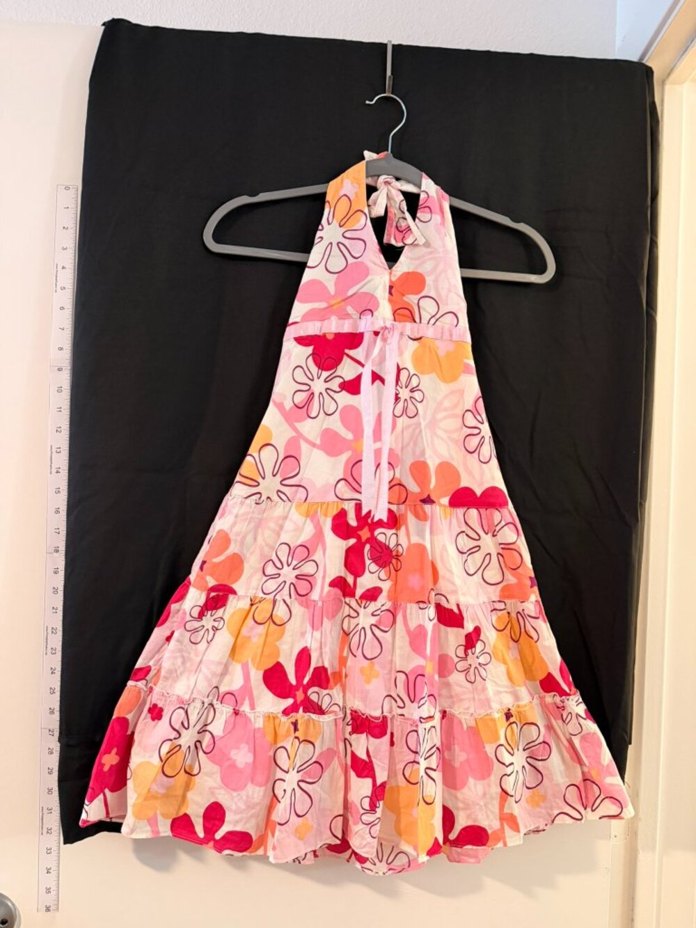 Vintage Limited Too Floral Halter Dress Girls Size 10 Pink Orange Y2K